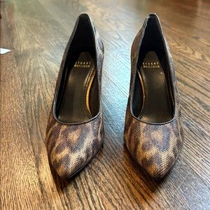 Stuart Weitzman Leopard-Print Pointed Toe Pumps in Brown and Tan